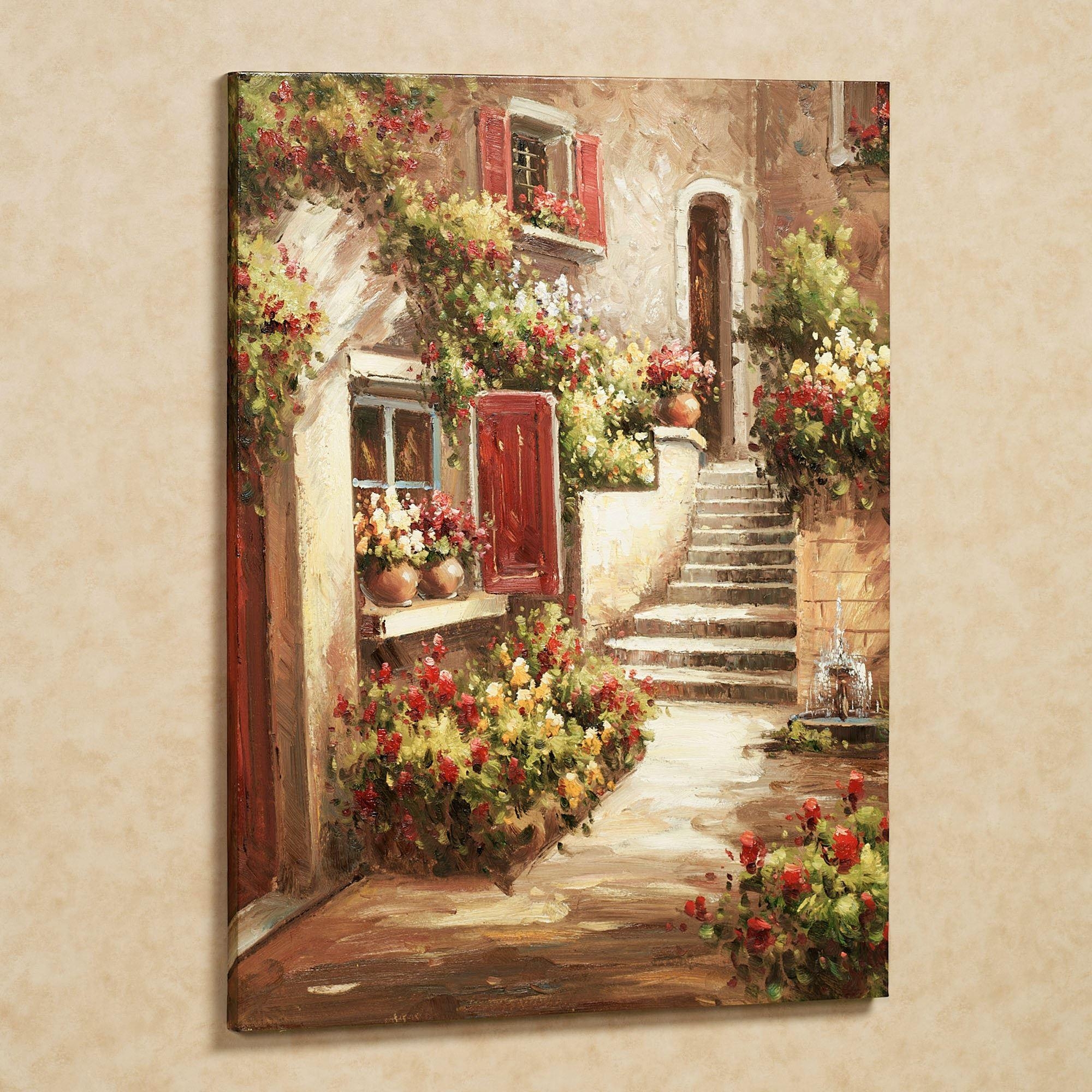 Tuscan Flowers Canvas Wall Art In Tuscan Italian Canvas Wall Art (Photo 1 of 20)