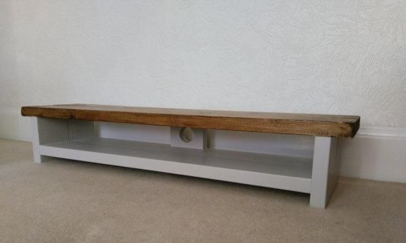 Tv Stand Very Low Height Rustic Pine Plasma Lcd Tv Unit Table Pertaining To Recent Low Tv Units (View 3 of 20)