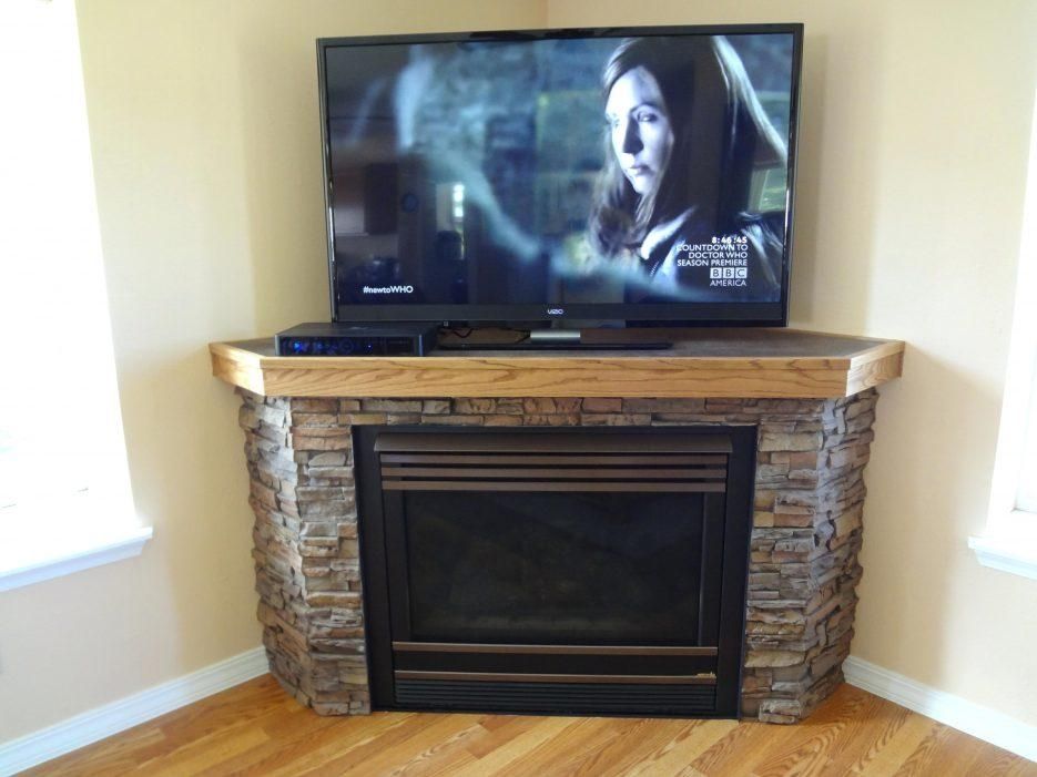 Tv Stand : Wondrous Marvelous Stacked Stones Corner Fireplace With Intended For Most Current Silver Corner Tv Stands (Photo 12 of 20)