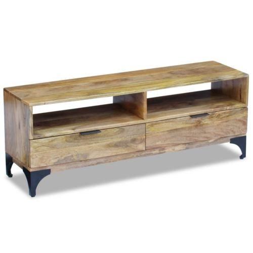 Vidaxl Solid Mango Wood Tv Stand Unit Sideboard Console Table Regarding Current Mango Wood Tv Stands (View 9 of 20)
