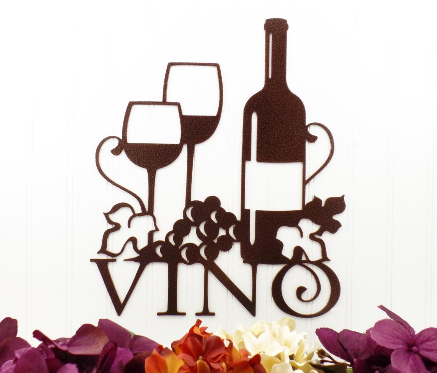 Vino Metal Sign Copper Vein 13w X 15h Laser In Wine Themed Wall Art (View 15 of 20)