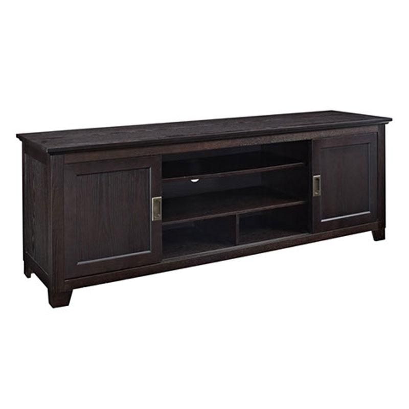 Walker Edison Solid Wood 70 Inch Tv Stand With Sliding Doors With Best And Newest Solid Wood Black Tv Stands (View 13 of 20)