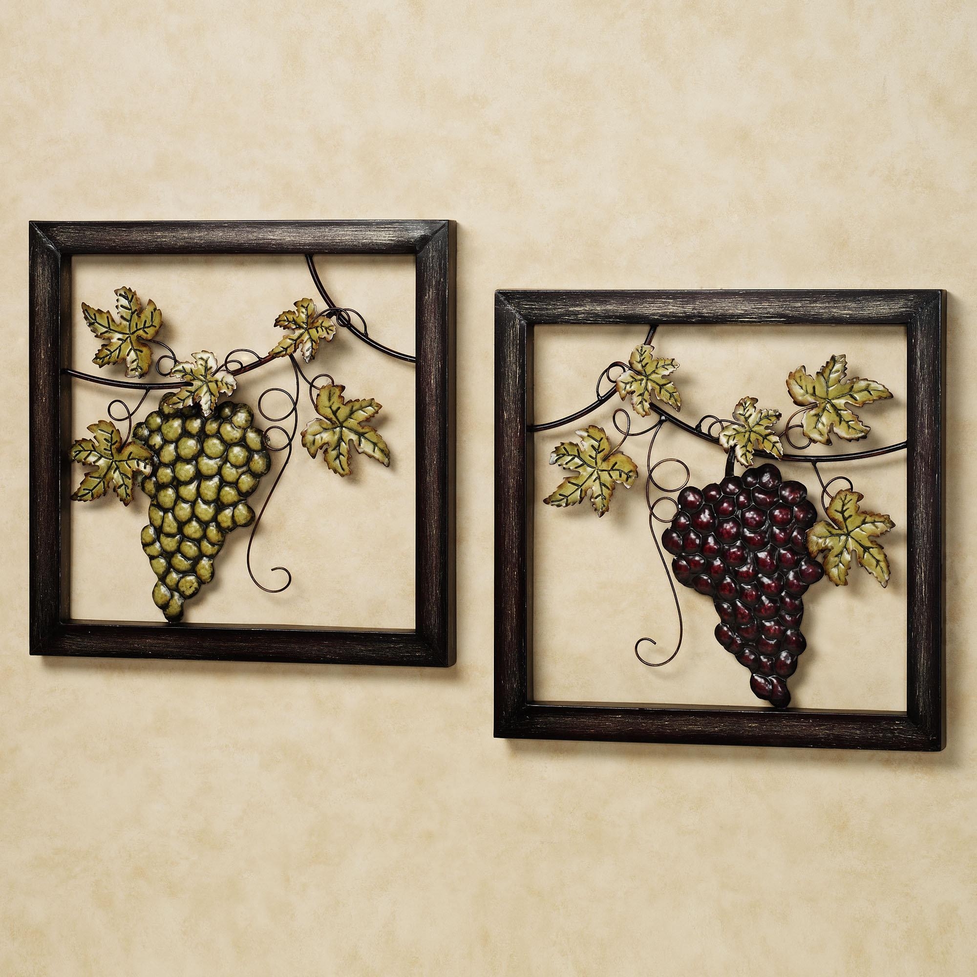 Wall Art Design: Wine Wall Art Wine Valley Wall Art Set Aged For Metal Grape Wall Art (Photo 1 of 20)