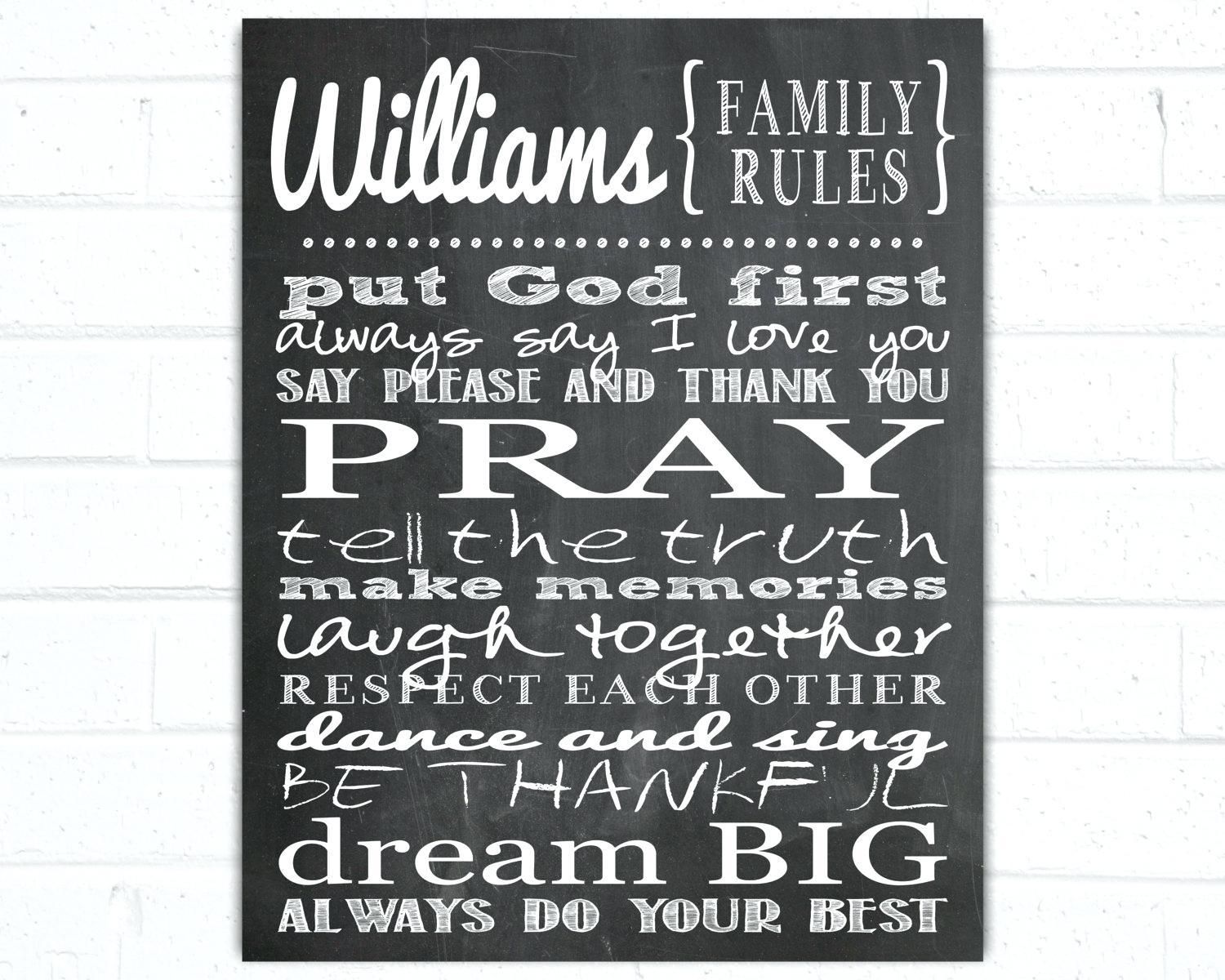 Wall Ideas: Personalized Family Wall Art. Personalised Family Tree Intended For Family Rules Canvas Wall Art (Photo 8 of 20)
