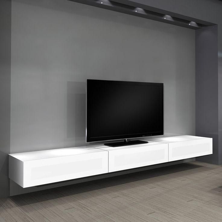 Wall Units: Stunning Floating Tv Wall Unit Floating Tv Cabinet For Most Current Long White Tv Stands (Photo 10 of 20)
