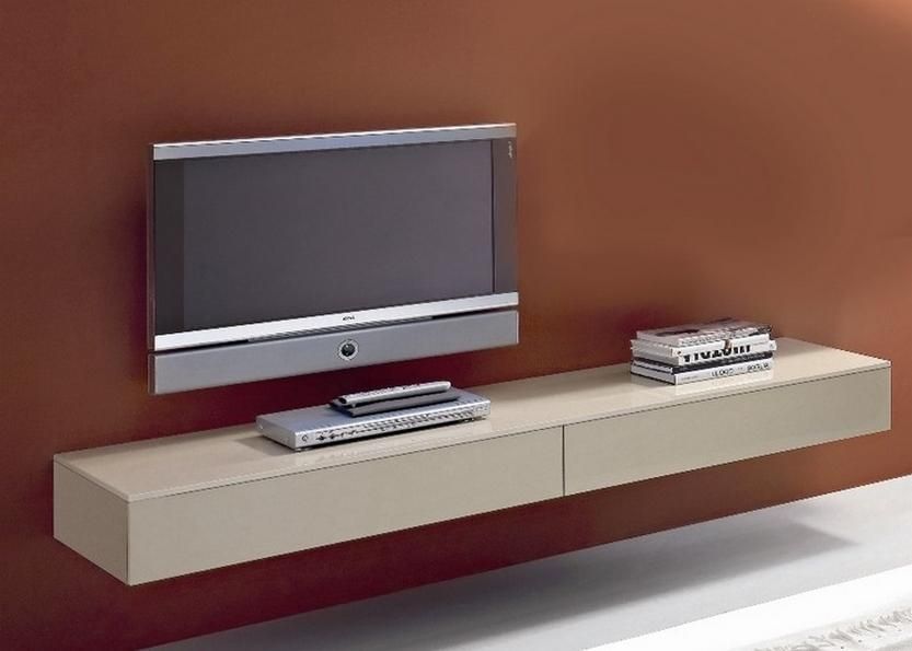 White Floating Tv Stand With Wooden Floating Drawers | Greenvirals In Latest Cool Tv Stands (View 14 of 20)