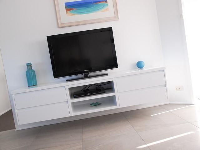 White Gloss Polyurethane Floating Tv Cabinet With Shadowline Drawers Intended For Most Recently Released White Tv Cabinets (Photo 4976 of 7825)