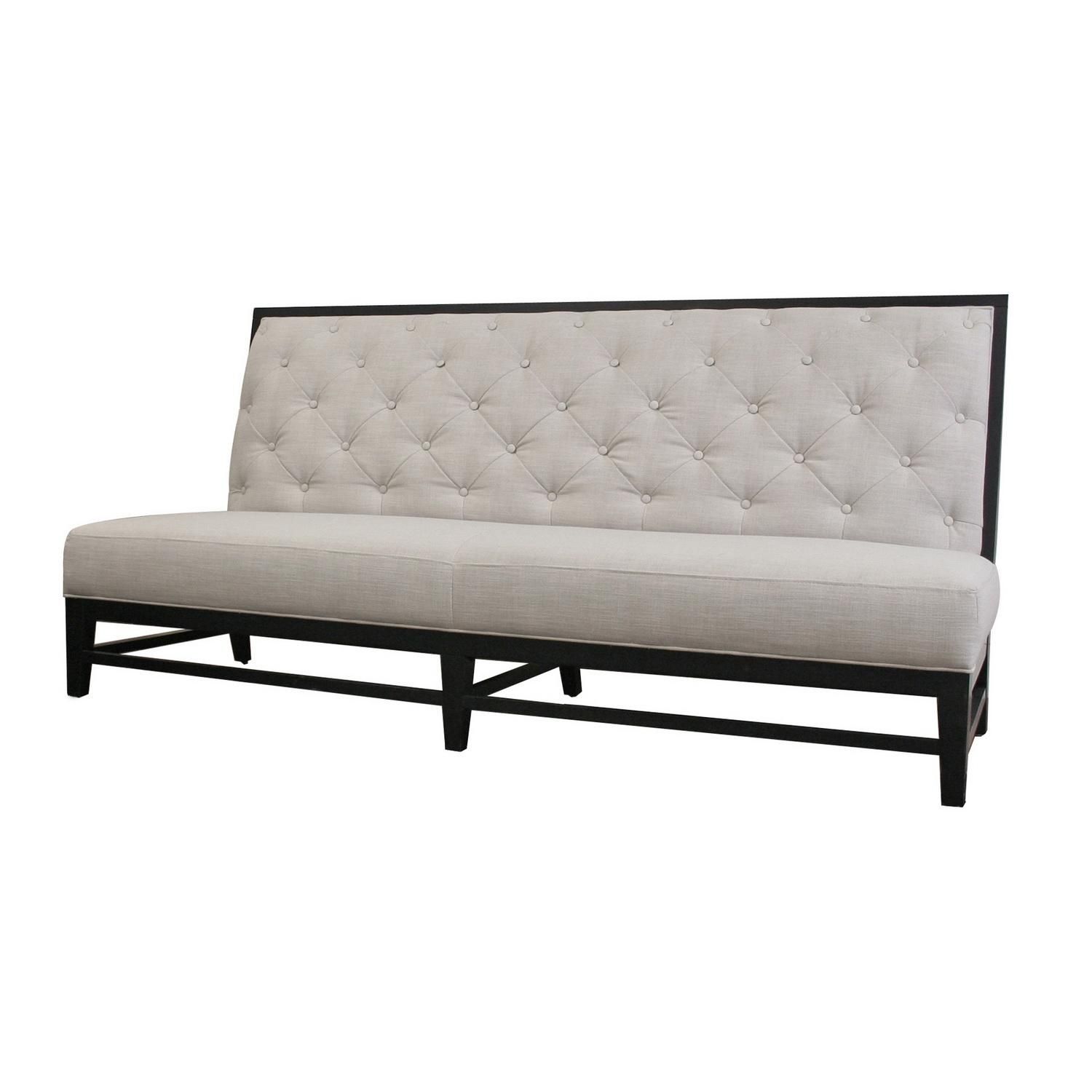 White Leather Modern Tufted Sofa With Black Wooden Frame For Intended For Leather Bench Sofas (Photo 13 of 22)