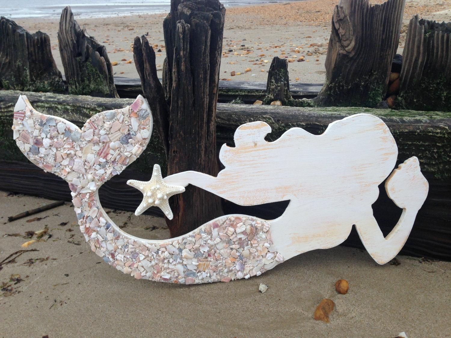 Wood Mermaid Mermaid Art Mermaids Mermaid Shell Art Regarding Wooden Mermaid Wall Art (View 8 of 20)