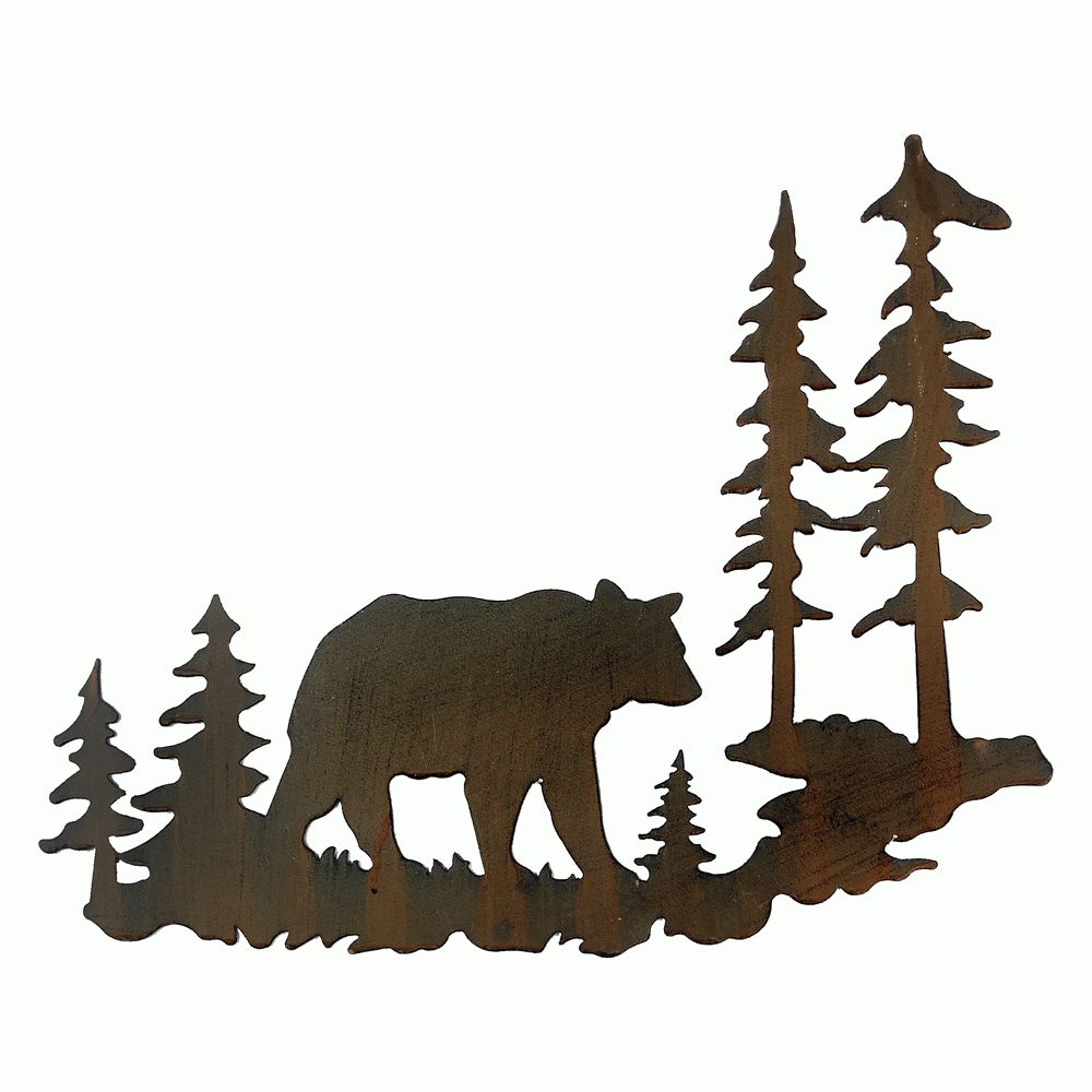 Woodland Bear Metal Wall Art Pertaining To Metal Pine Tree Wall Art (View 4 of 20)