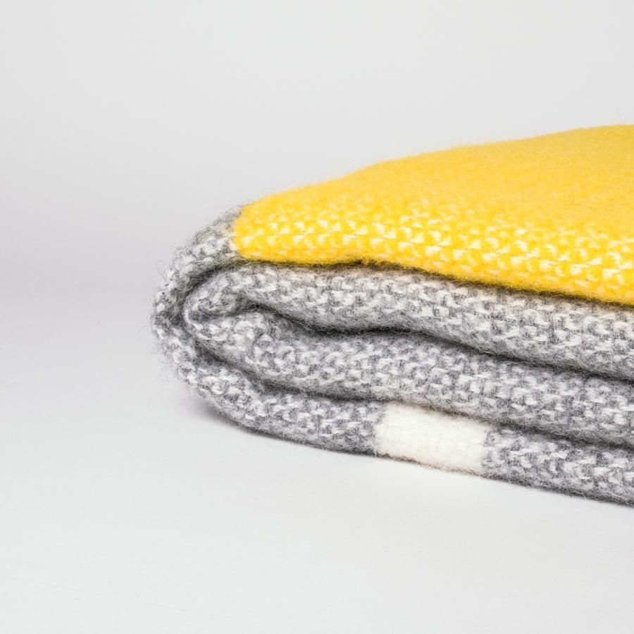 Yellow And Grey Wool Blanket | Shedquarters | Blankets & Throws In Grey Throws For Sofas (View 14 of 20)