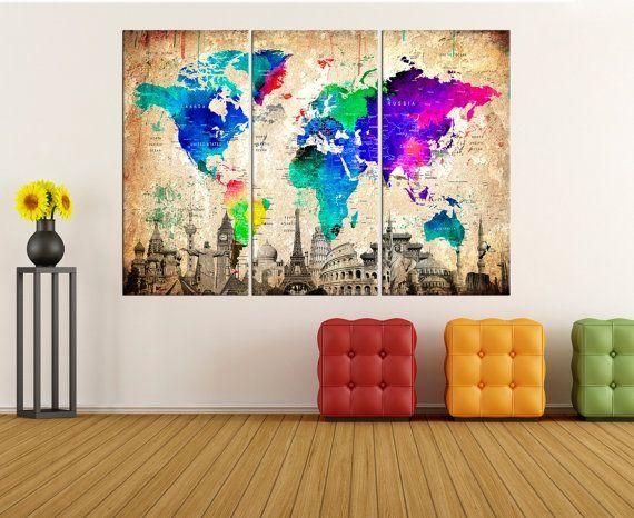 164 Best Dünya Haritaları Images On Pinterest | World Map Wall Art With Regard To Abstract Map Wall Art (Photo 2 of 20)