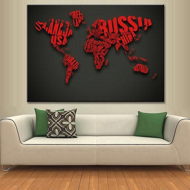 Aliexpress : Buy 1 Pcs Huge World Maps Canvas Painting In Butterfly Map Wall Art (View 17 of 20)