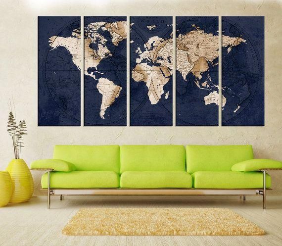 Amazing Best 25 Map Wall Art Ideas On Pinterest World Map Wall Map Intended For Abstract Map Wall Art (Photo 3 of 20)