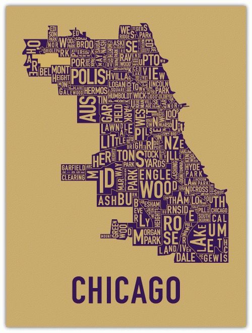Chicago Map Art Regarding Chicago Map Wall Art (View 5 of 20)