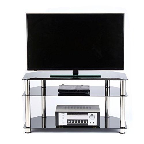 Famous Tv Stands For Tube Tvs For Glass Tv Stand – Rfiver Black Tempered Glass Tv Stand Suit For Up (Photo 5968 of 7825)