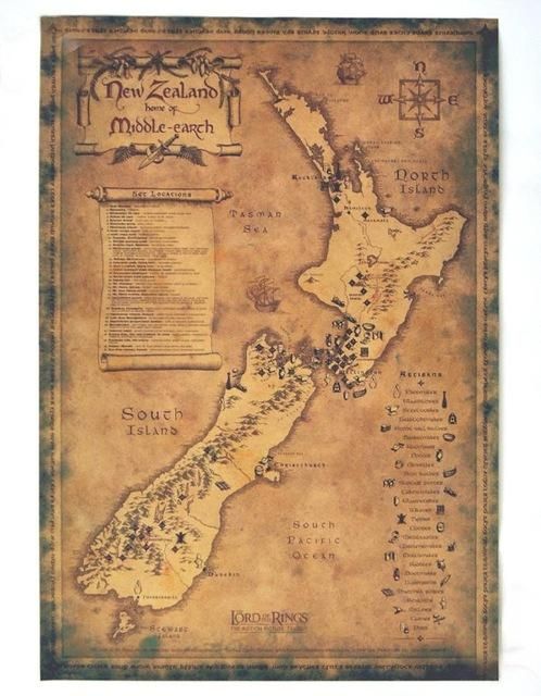 Free Ship Vintage New Zealand Map Retro Movie Poster Wall Art In New Zealand Map Wall Art (View 14 of 20)
