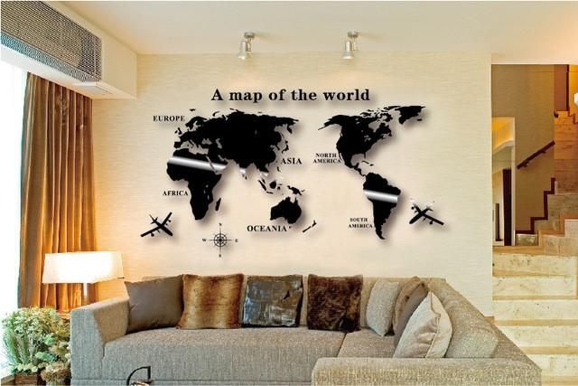 Living Room : Awesome Abstract World Map Wall Art Project Diy With Regard To Abstract Map Wall Art (Photo 11 of 20)