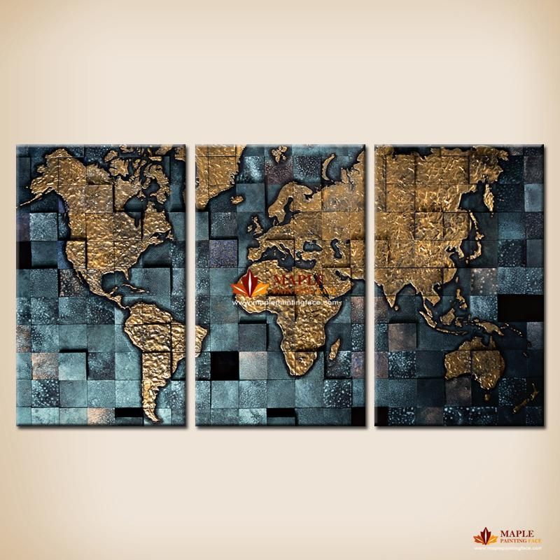 Modern Wall Art The Abstract World Map Painting On Canvas Canvas With Regard To Abstract Map Wall Art (View 6 of 20)