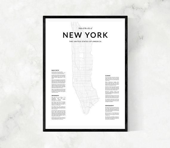 New York Map Print Map Wall Art New York Map Wall Art New For New York Map Wall Art (View 4 of 20)
