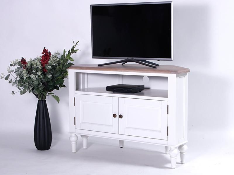 Oxfordshire White Corner Tv Unit With 2 Doors, Limed Oak Top – Oakea Throughout Well Liked White Corner Tv Cabinets (Photo 6040 of 7825)