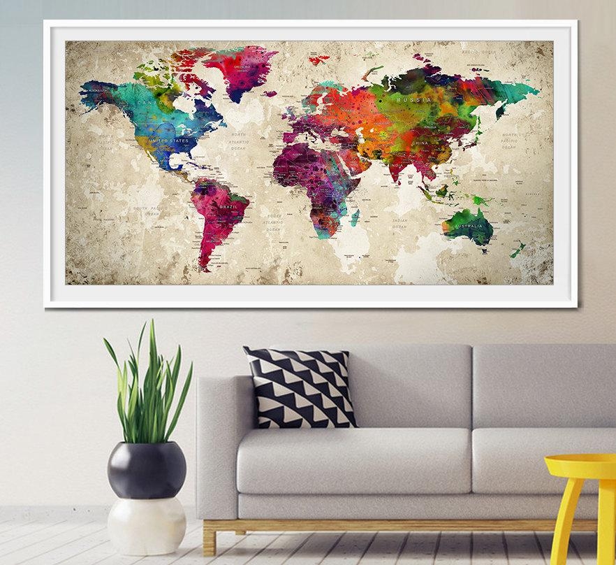 Featured Photo of 2024 Best of Travel Map Wall Art