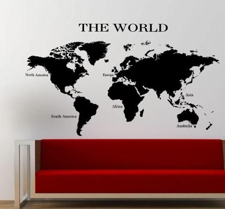 The World Map Wall Art Sticker Planet Earth Decal V1 With Regard To World Map Wall Art Stickers (View 1 of 20)