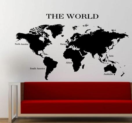 The World Map Wall Art Sticker Planet Earth Decal V1 With Regard To World Map Wall Art Stickers (Photo 1 of 20)