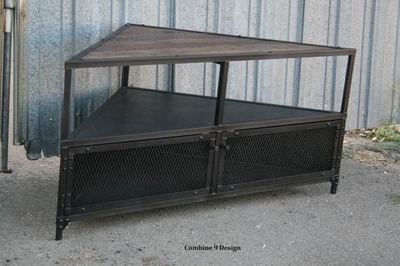 Widely Used Industrial Corner Tv Stands With Regard To Corner Unit/tv Stand. Vintage/modern Industrial Reclaimed (Photo 5923 of 7825)
