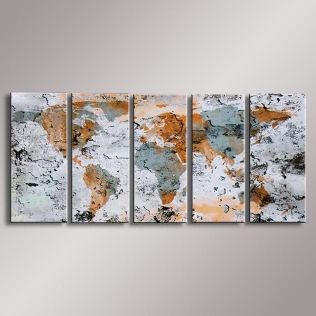 World Map Painting Oil Painting 100% Hand Painted Modern Wall Art With Regard To Abstract Map Wall Art (View 17 of 20)