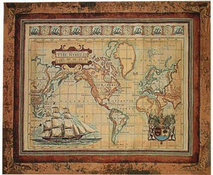 World Map Tapestry, Antique Map Tapestry. For Old Map Wall Art (Photo 20 of 20)