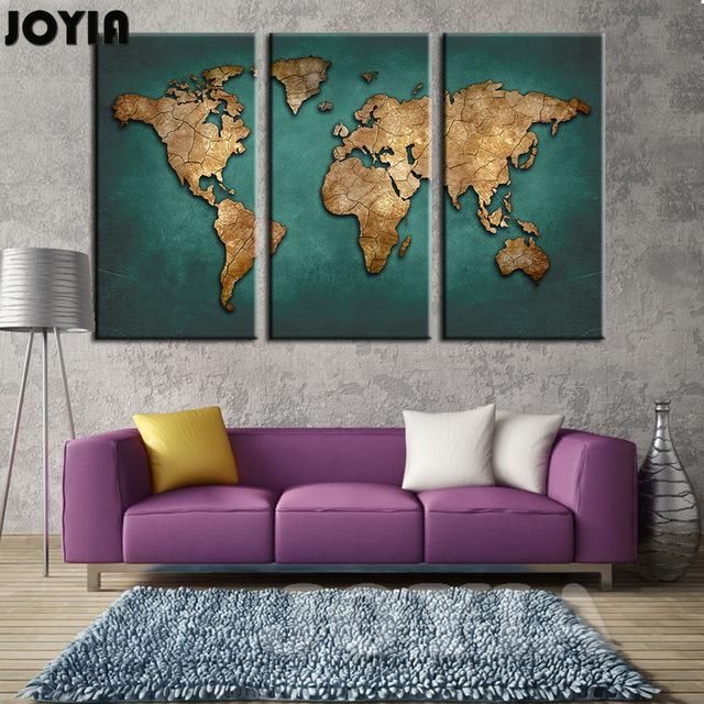 World Map Wall Painting Canvas Art Large Abstract Maps Forum Dark Within Abstract Map Wall Art (View 12 of 20)