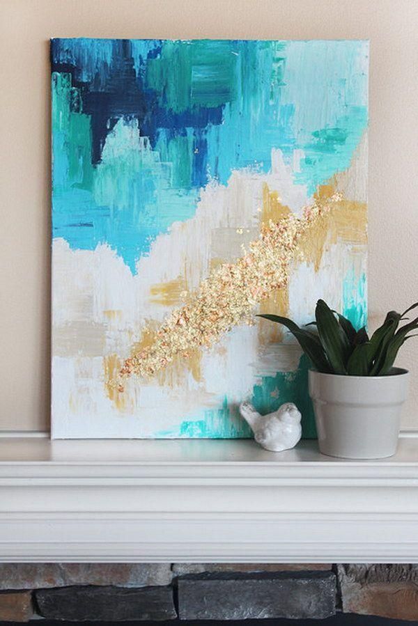 30 Awesome Wall Art Ideas & Tutorials | Silver Glitter And Watercolor With Abstract Wall Art For Bathroom (Photo 1 of 20)
