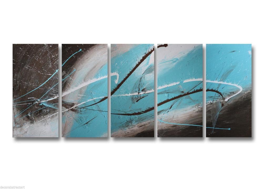 Abstract Art Canvas Painting Brown Turquoise  (View 3 of 20)