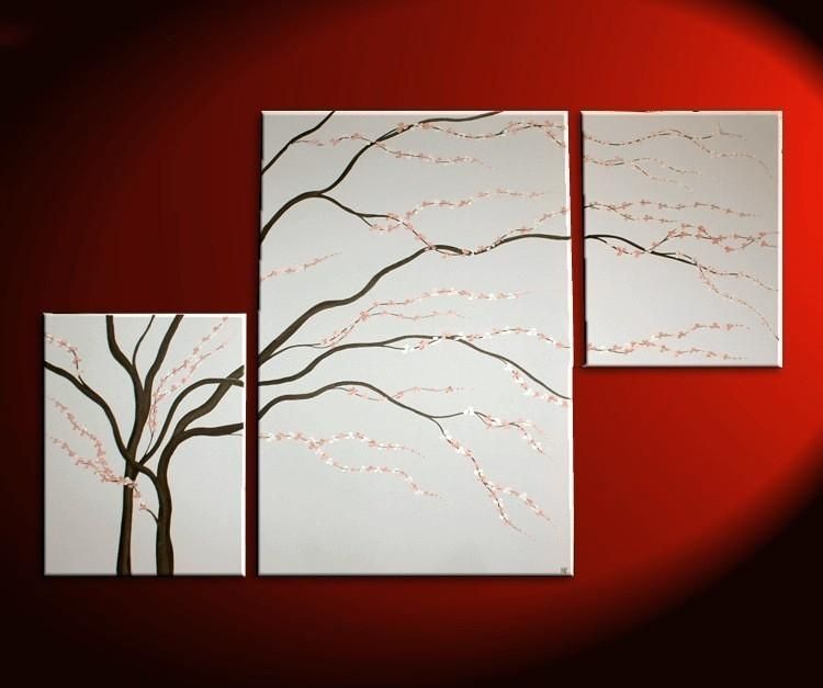 Black And White Painting Wall Art Cherry Blossom Art Elegant Within Abstract Cherry Blossom Wall Art (View 20 of 20)