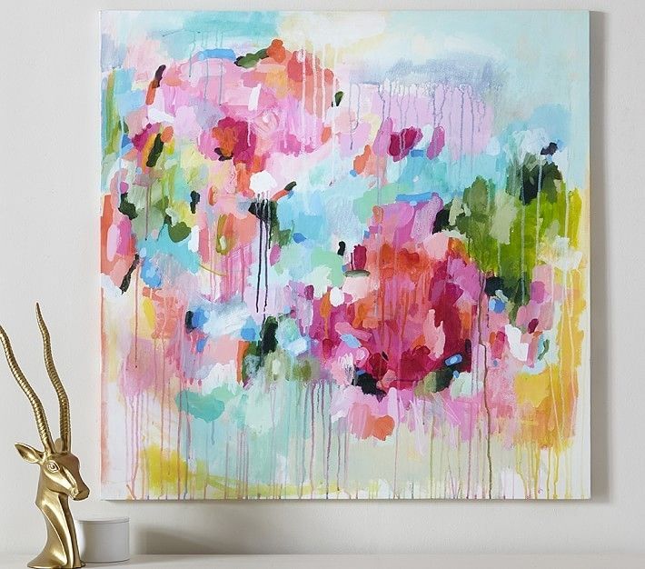 Floral Color Pop Canvas Wall Art | Pottery Barn Kids With Abstract Floral Canvas Wall Art (Photo 1 of 15)