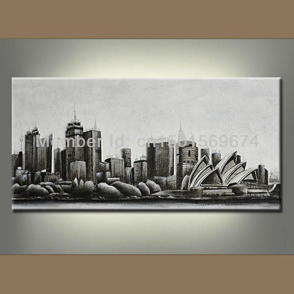 Night New York City Landscape Oil Painting Hand Painted Modern Regarding Abstract Canvas Wall Art Australia (Photo 19 of 20)