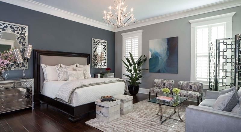 25 Beautiful Bedrooms With Accent Walls | Chandeliers, Bedrooms In Gray Wall Accents (Photo 1 of 15)