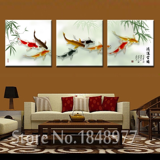 3 Pieces Coudros Home Decoration Printed On Canvas Wall Art Inside Koi Canvas Wall Art (Photo 1 of 15)