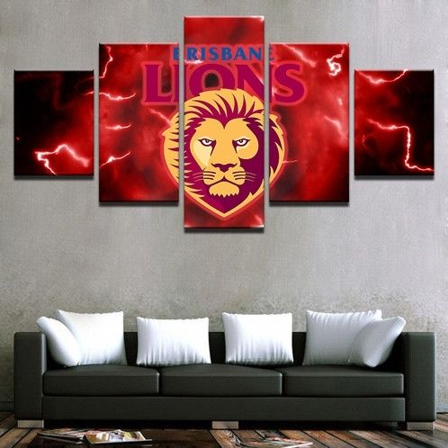 5 Panel Brisbane Lions Canvas Wall Art | Welcome To Canvas Print For Brisbane Canvas Wall Art (View 9 of 15)