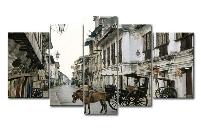 5 Piece Wall Art Painting Philippines Horse And Cart Picture Print Within Canvas Wall Art Of Philippines (Photo 1 of 15)
