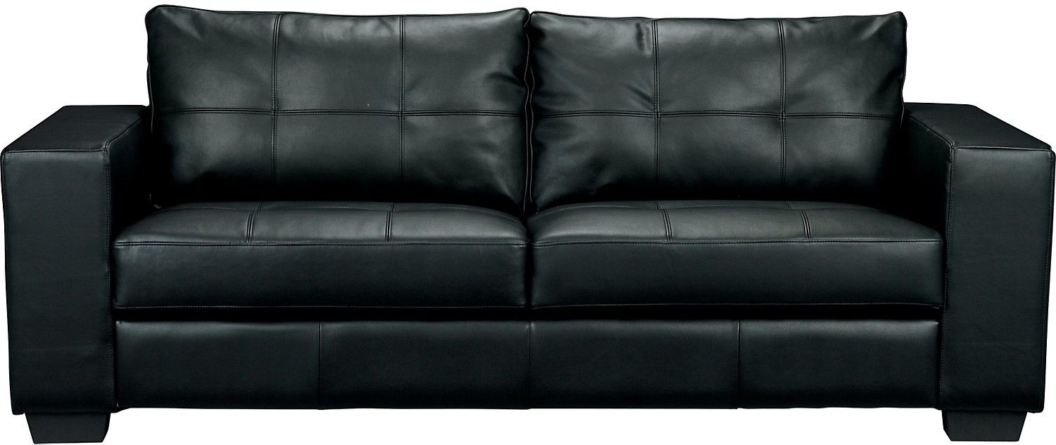 $550 Costa Black Bonded Leather Sofa | The Brick | Design Intended For The Brick Leather Sofas (View 1 of 10)