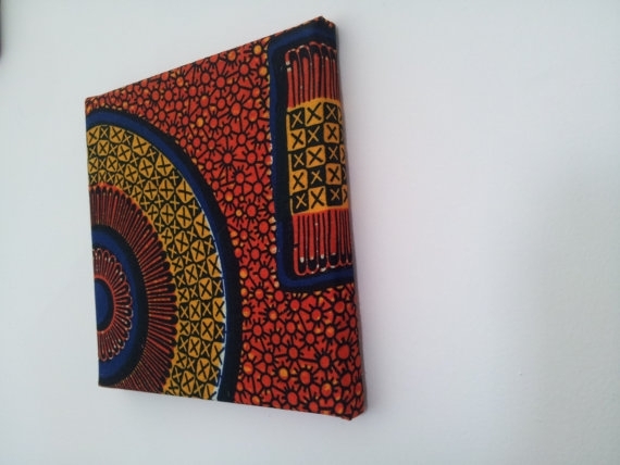 8x8 Fabric Covered Wall Art Squarerecord Disk Design Orange With African Fabric Wall Art (Photo 1 of 15)