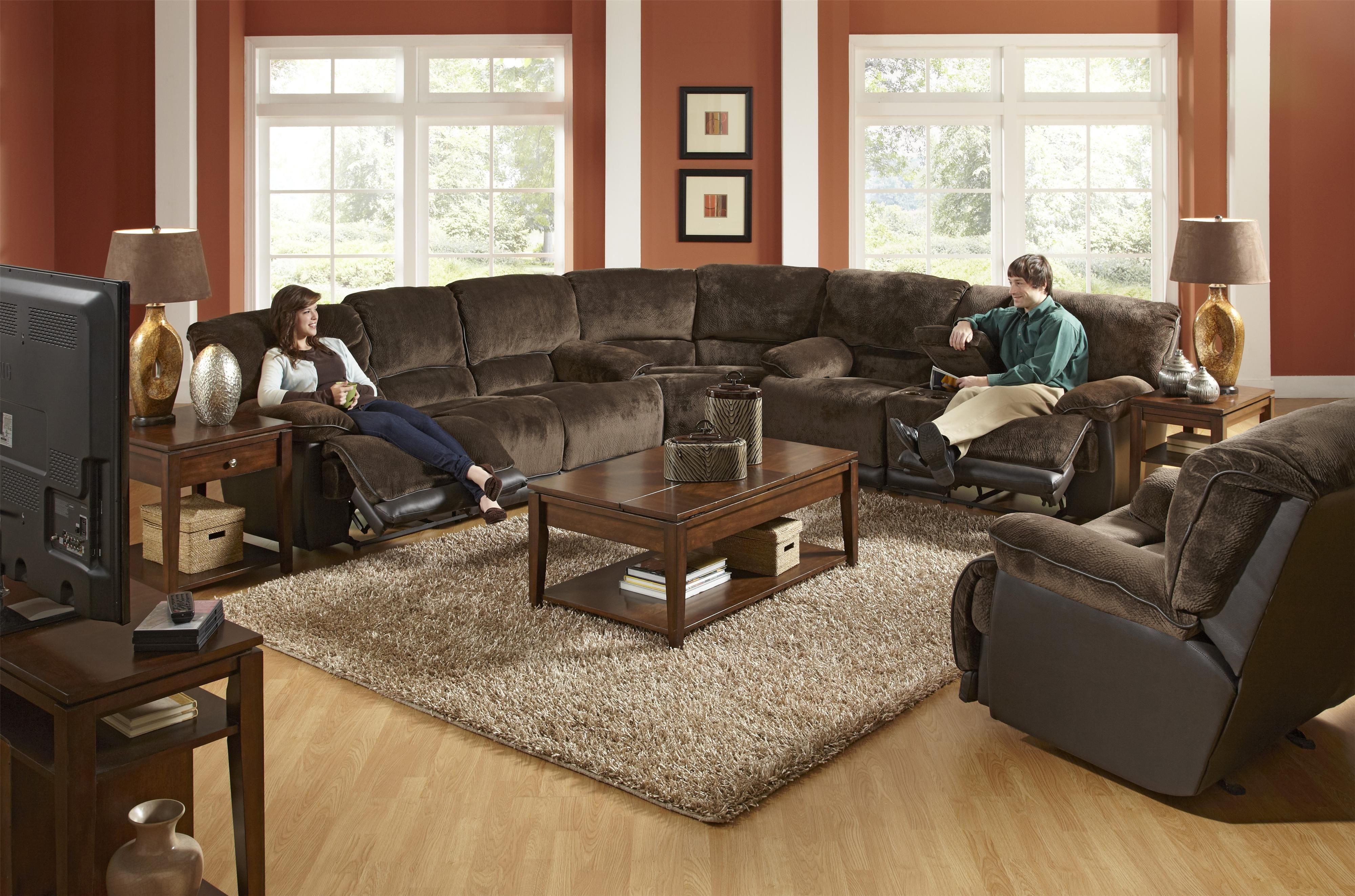 A Reclining Sectional In The Transitional Style! Catnapper Escalade Regarding Sectional Sofas With Power Recliners (Photo 7 of 10)