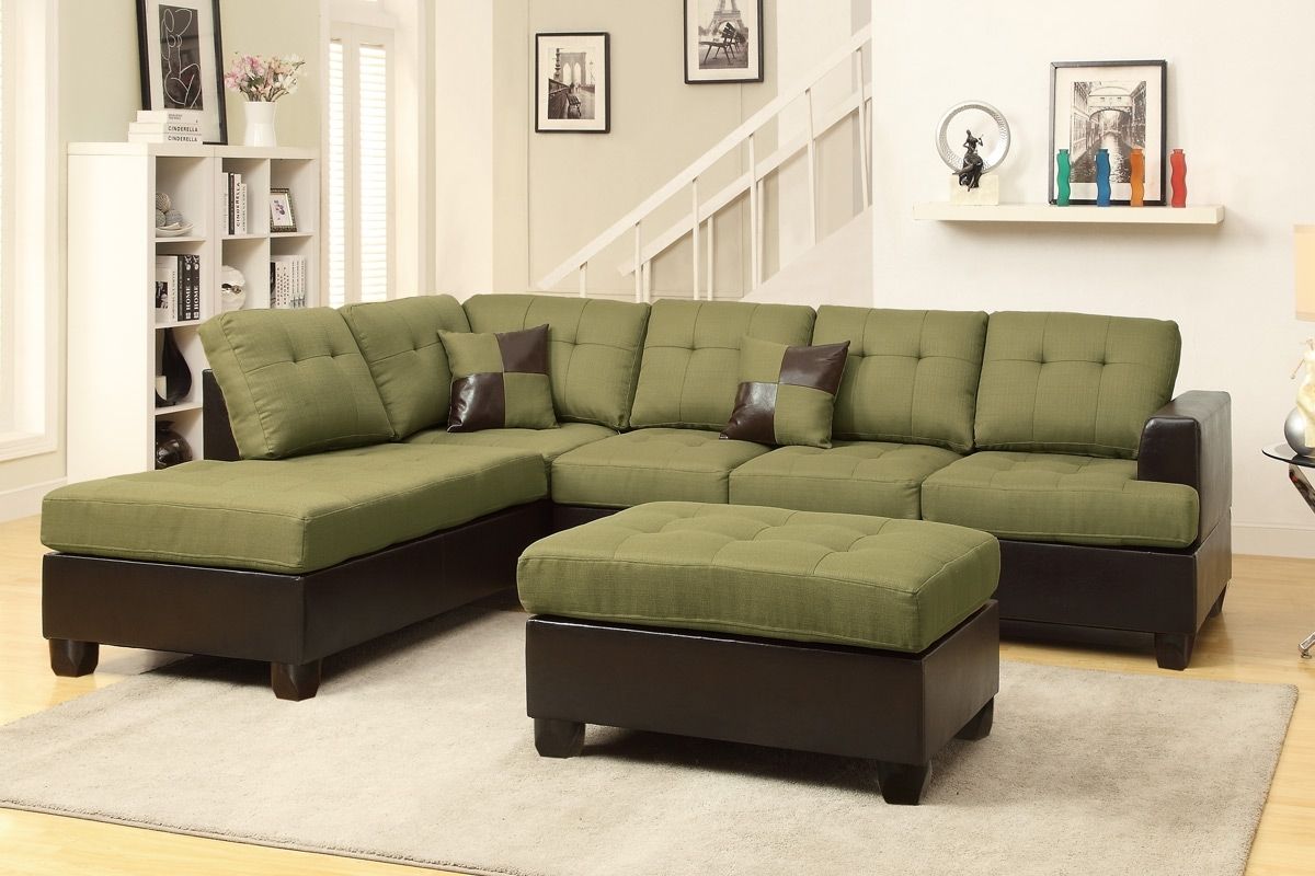 Abby Green Sectional Sofa W/ Ottoman Regarding Green Sectional Sofas (Photo 1 of 10)