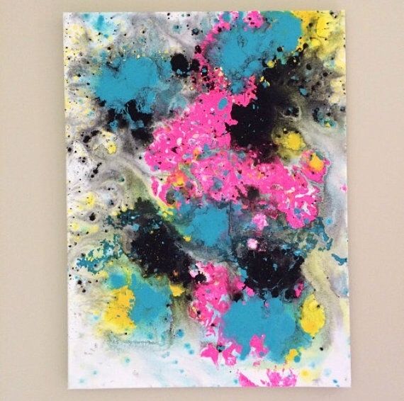 Abstract Flow Art Blue Pink Black Art Fluid Painting Neon Pop Inside Abstract Neon Wall Art (View 13 of 15)