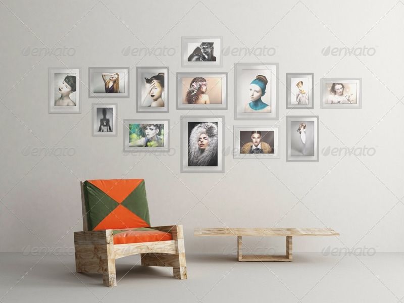 Art Wall Mock Up Vol.3wutip | Graphicriver Pertaining To Mockup Canvas Wall Art (Photo 3 of 15)