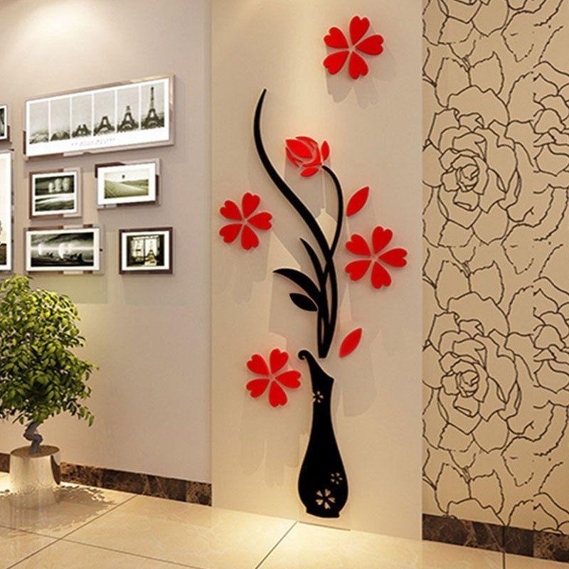 Beautiful 3d Flower Diy Mirror Wall Decals Stickers Art Home Room Pertaining To Flowers Wall Accents (Photo 4 of 15)