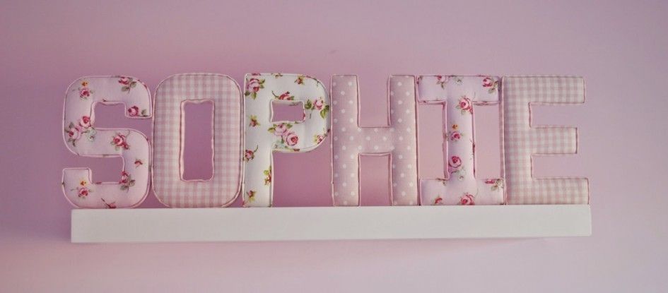 Bedroom. Cute Baby Room Name Letters Ideas As Bedroom Decorations With Fabric Name Wall Art (Photo 6 of 15)