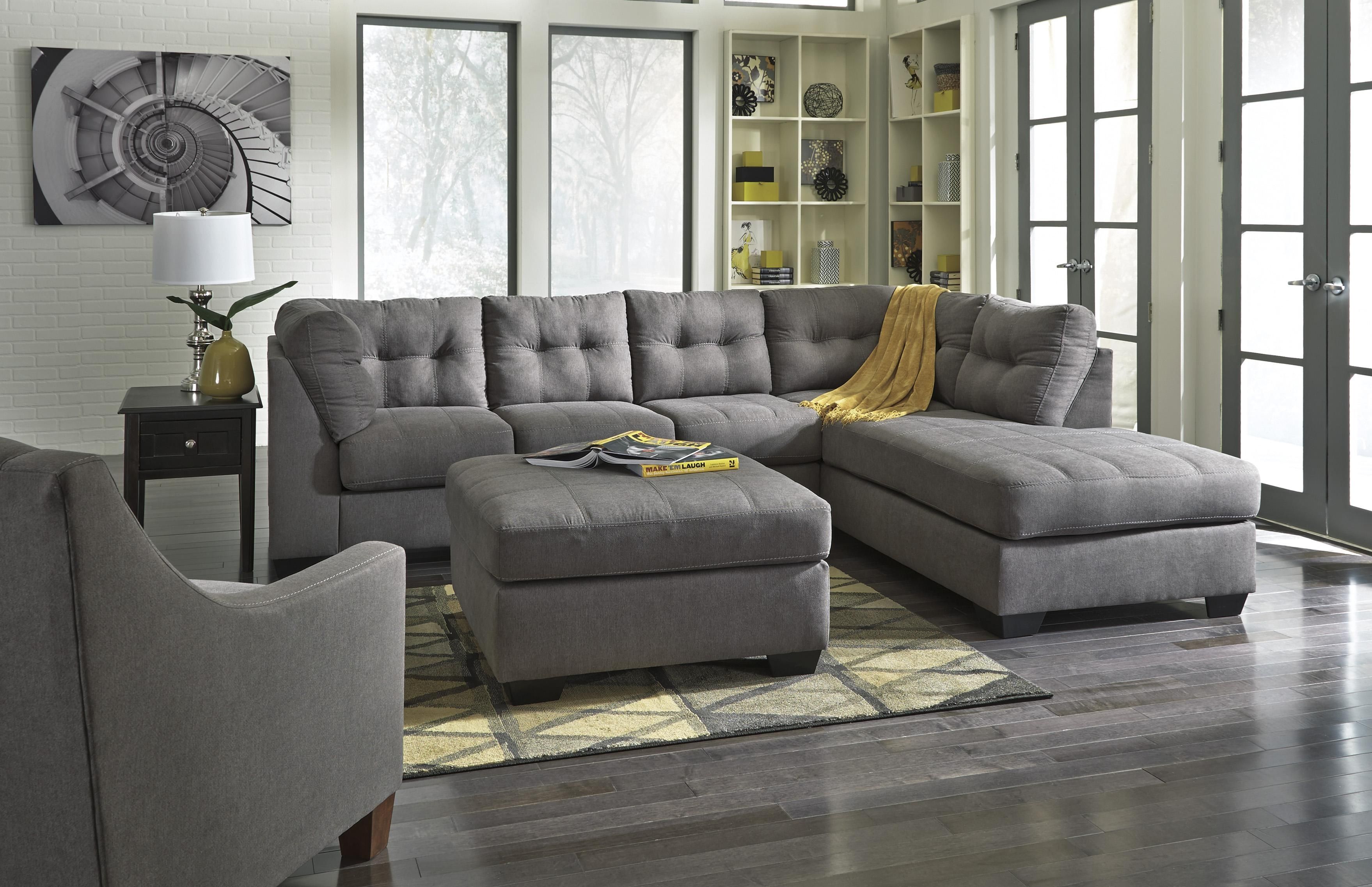 Benchcraft Maier – Charcoal 2 Piece Sectional W/ Sleeper Sofa Within Sectional Sleeper Sofas With Ottoman (View 8 of 10)